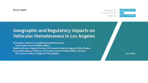 cover of the Vehicular Homelessness brief