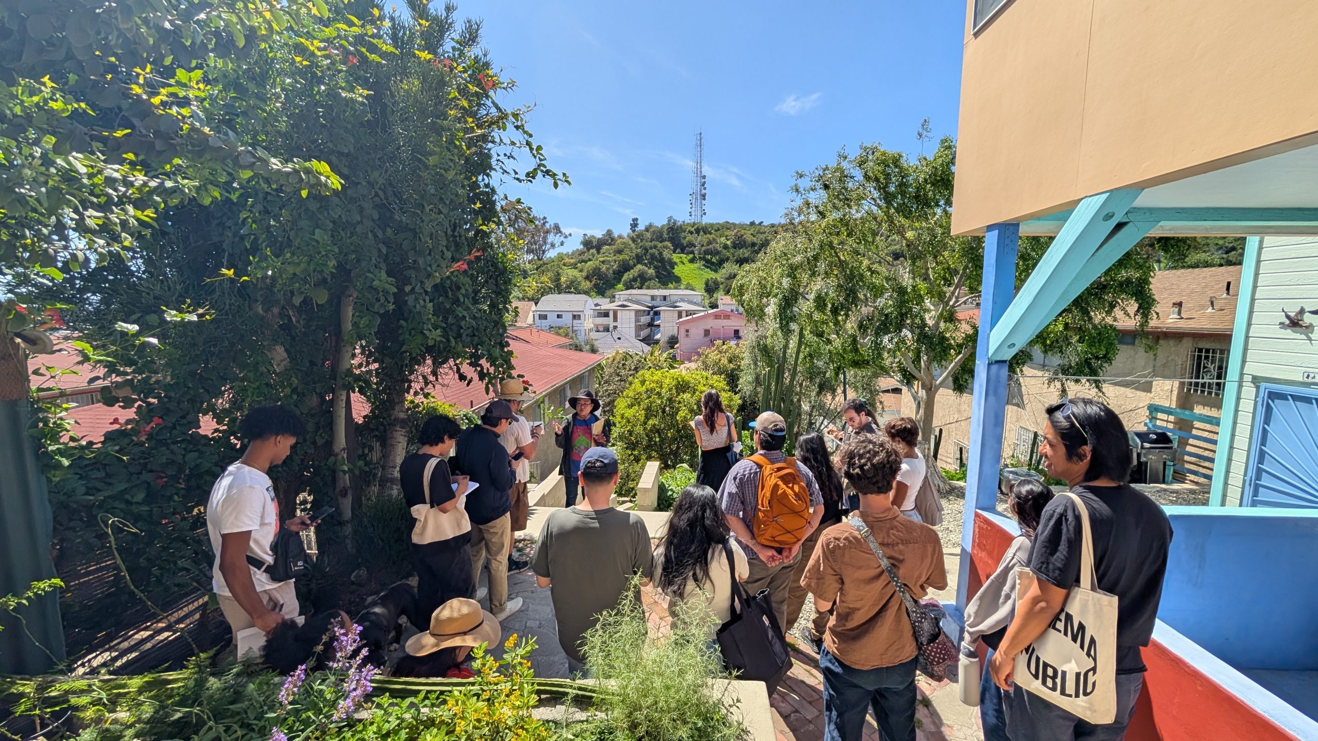 UCLA urban planning students explore Solano Canyon during a field visit for a class studying wildfire resilience and community planning. Credit: Minjee Kim
